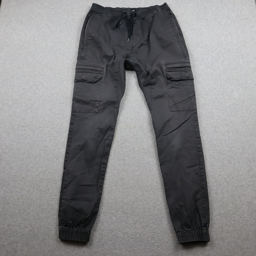 Zanerobe Jogger Pants Mens 32 Sureshot Gray Cargo Elastic Waist Tapered Casual